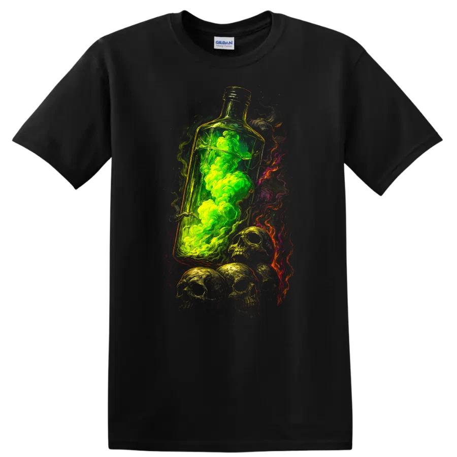 Poison Bottle Skulls T Shirt for Halloween Dark Urban Streetwear Graphic Tee