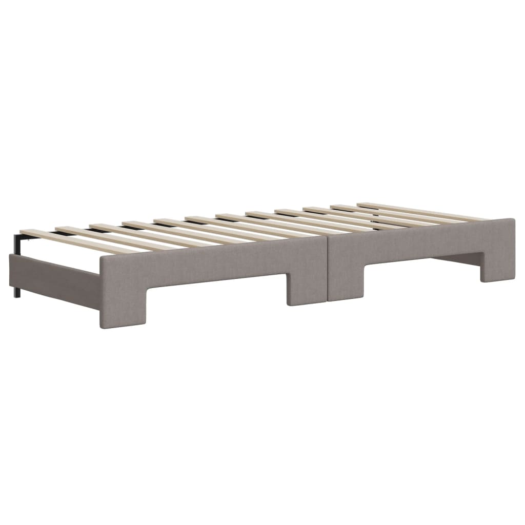 Vidaxl Extendable Sofa with Drawers, Taupe, 90X200 Cm, Fabric