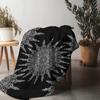 Seamless White Black Lace Snowflake Pattern Knit Blanket Scarf for Women Winter Cozy Bed Throw Decor Gift