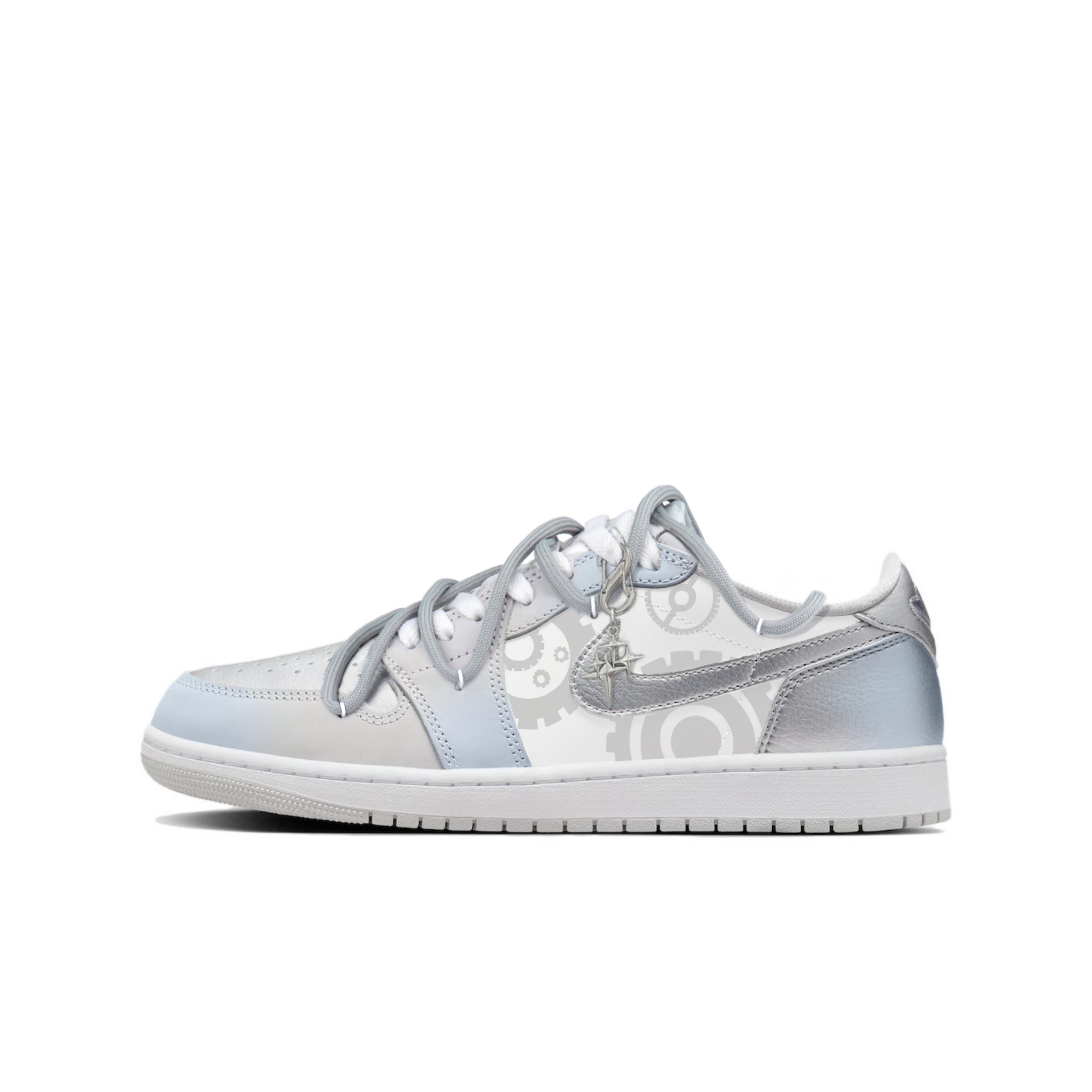 

Jordan Air Jordan 1 Low top Vintage Basketball Shoes Unisex Silver CZ0790-002(Team462-) 40