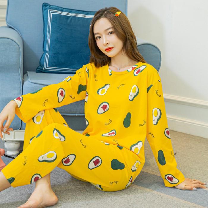 Set Pijama Dama Desen Animat - Cămașă cu Mânecă Lungă și Pantaloni, Haine de Casă pentru Studente Mignone pentru Primăvară și Toamnă