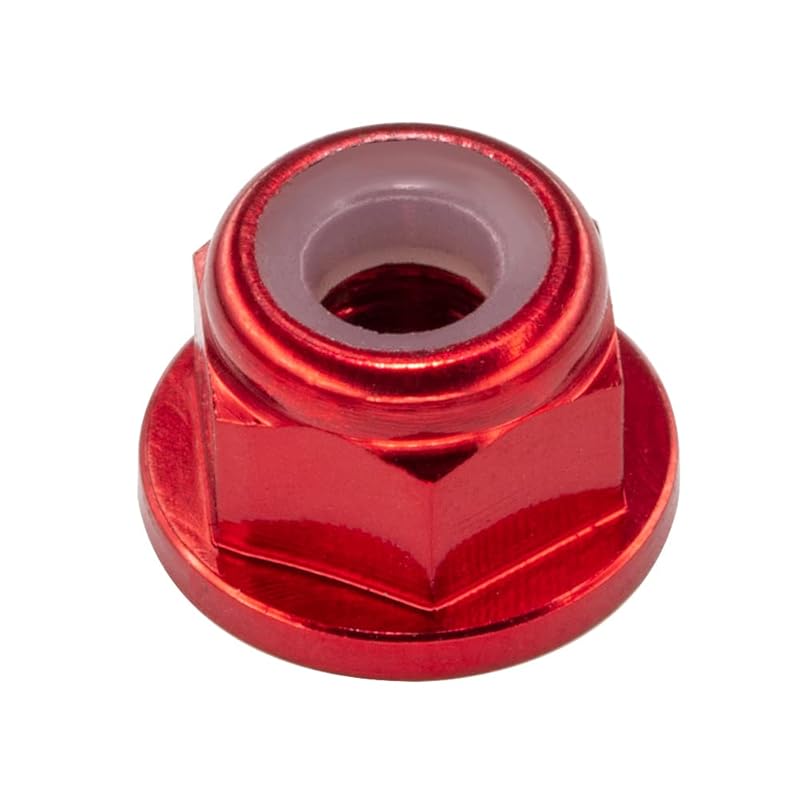 30pcs M3 Flange Lock Nuts CW Aluminum Alloy Nylon Inserted Self Clinching Locking Hex Nuts for DIY Build FPV Drone RC Car Parts, Red Color