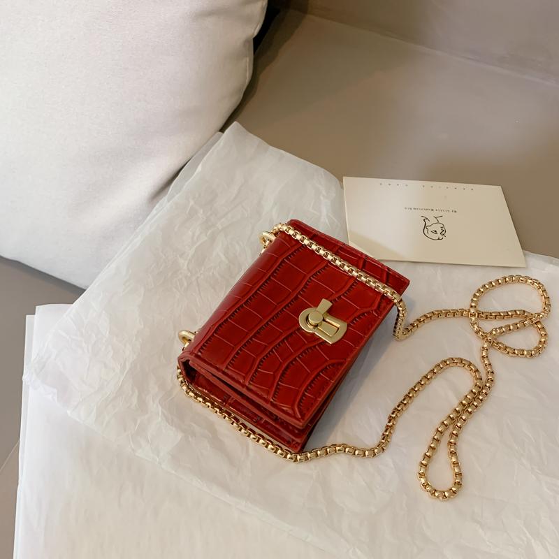 

Мини-сумка из искусственной кожи, квадратная, через плечо, для женщин, дизайнерская сумка, сумка-мессенджер, винтажные цепи, высокое качество