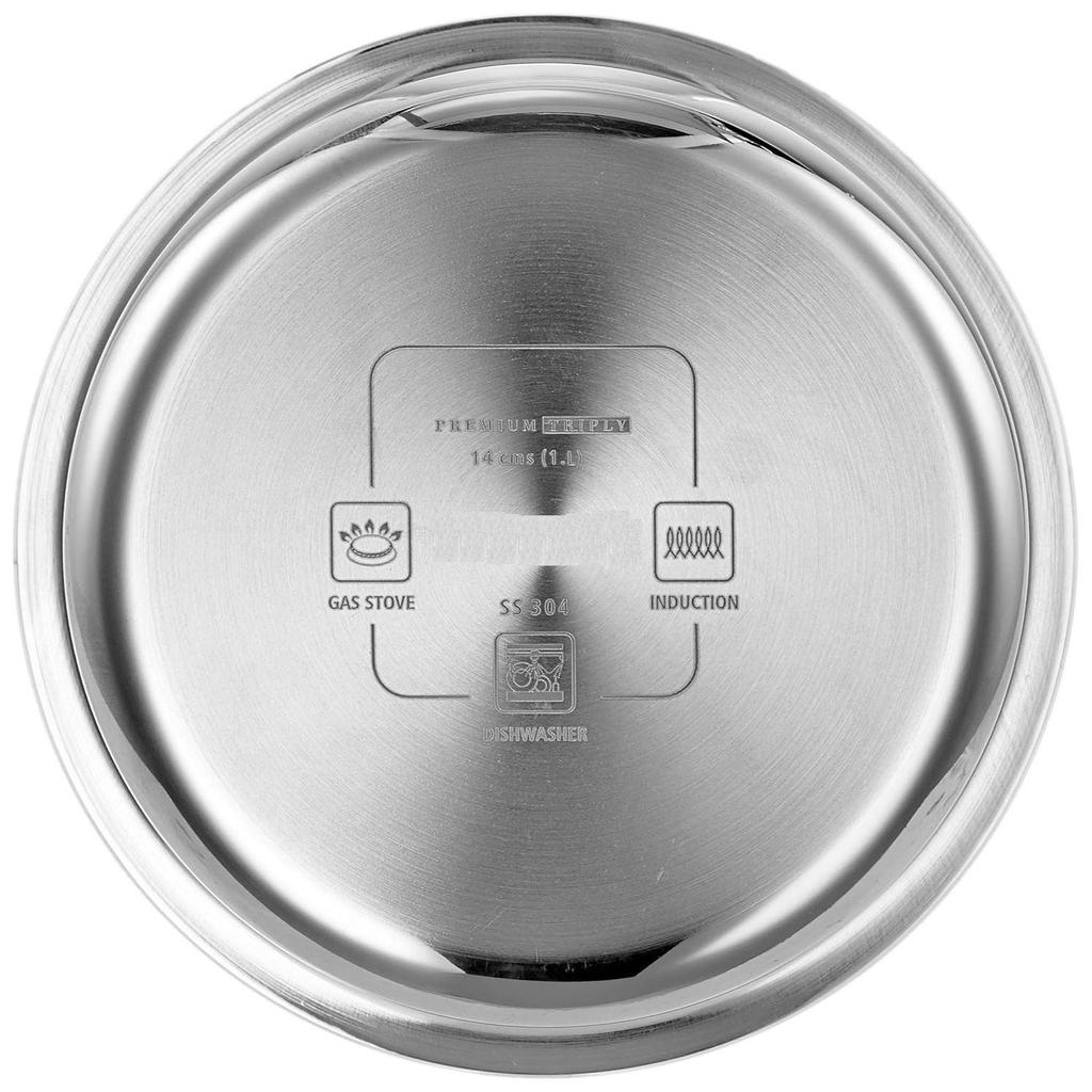Tri-Ply Stainless Steel Tope with Steel Lid | 14 Cm | 1 L