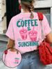Summer New Iced Coffee Sunshine Graphic Print Cotton Tshirt For Unisex Short Sleeve Tees Casual Unisexs And Unisexs T Shirt