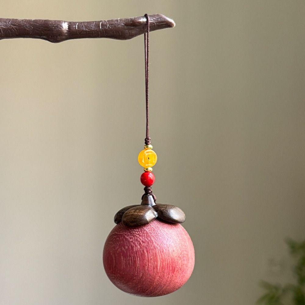 Strawberry Wooden Pendant Phone Chain Mangosteen Car Keyring Lucky Sandalwood Keychain Decoration