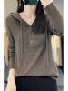 Spring & Autumn Wool Hoodie: Casual, Lazy-Style Knitted Sweater, Slimming Button-Up, Versatile for Women