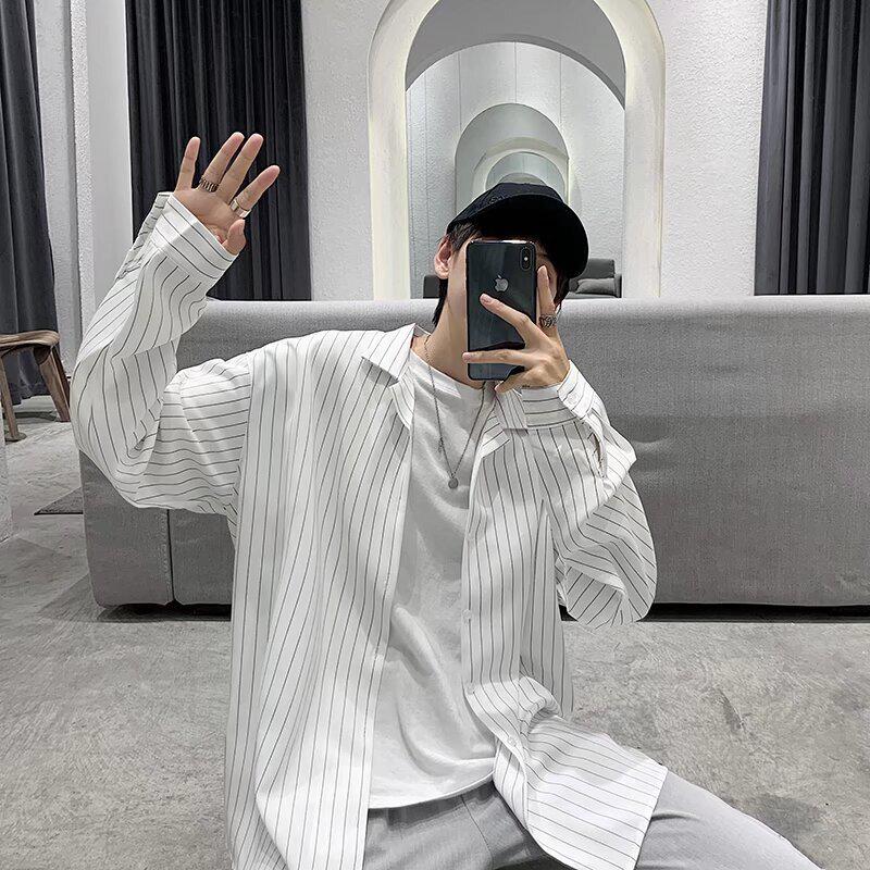 Men's 2024 Summer Striped Long-Sleeve Trendy Loose Casual Shirt-Jacket