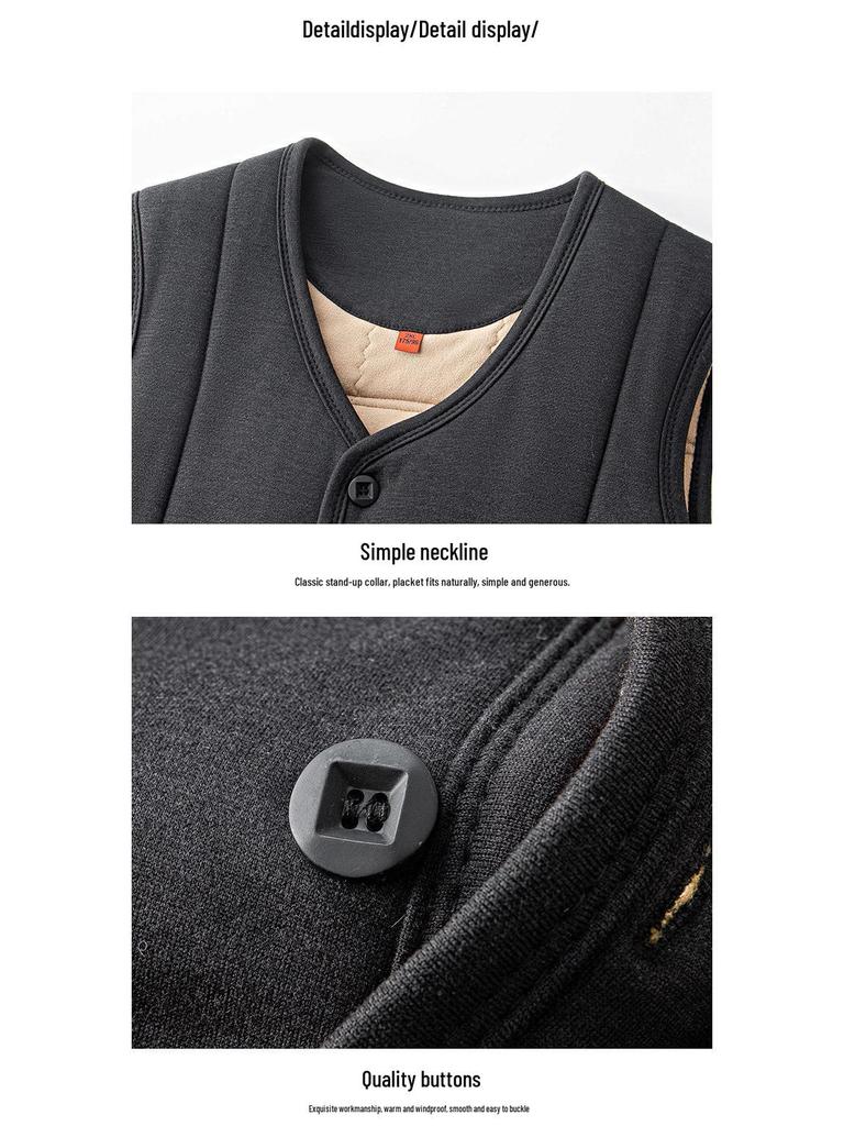 Winter Men's Thickened Cotton Vest: Mid-Aged & Elderly Wear