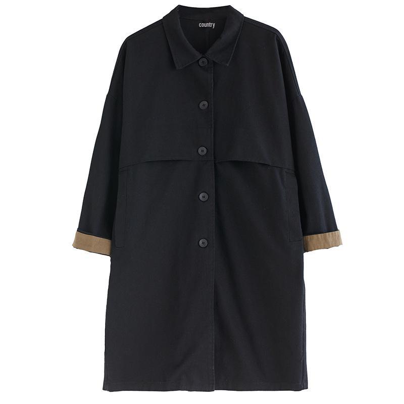3126 Versatile Mid-Length Women's Trench Coat - 2026 Korean Style, Casual Lapel Jacket, Solid Color, Spring Collection