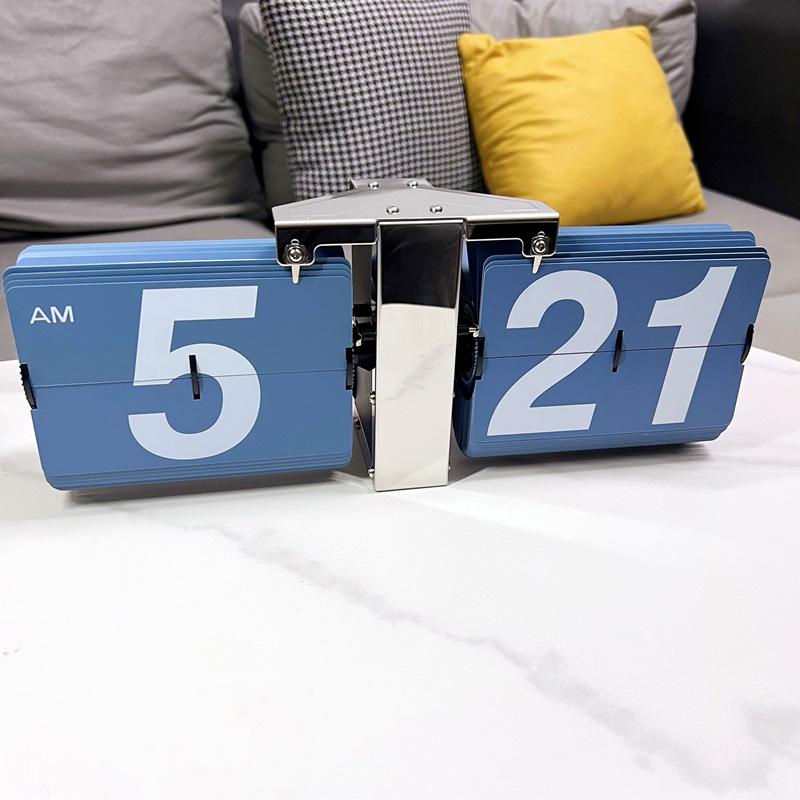 

Retro Mediterranean European Flip Clock - Large Automatic Wall or Table Clock for Living Room