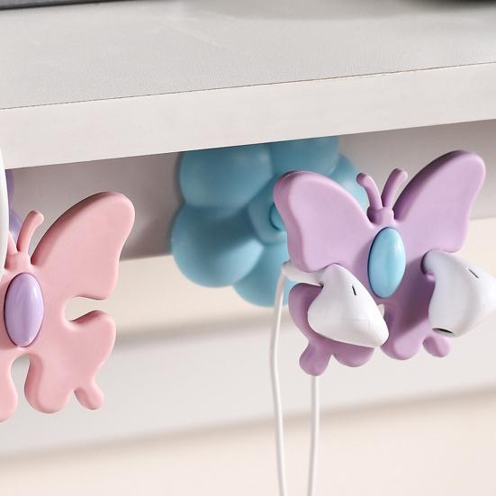 Cable Organizer Butterfly Shape Multi-Purpose Cable Holder Snap-On Design Durable Desktop Cable Management for Data And Headphone Cables