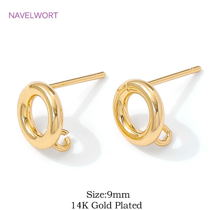 

14K Gold Plated Stud Earring Posts,Accessories For Earrings,Brass Pearl Earring Settings,DIY Earrings Jewelry Making Findings 2 pieces