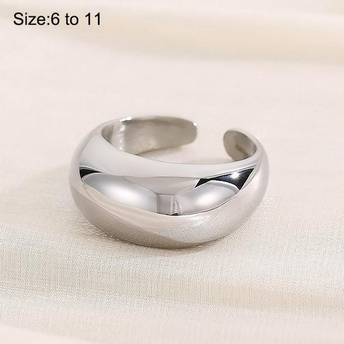 

Luxury Chunky Stainless Steel Ring Women s Shiny Silver/Gold/Black Color Anillos Wedding Party Bands Trend Jewelry Roung Gift 11