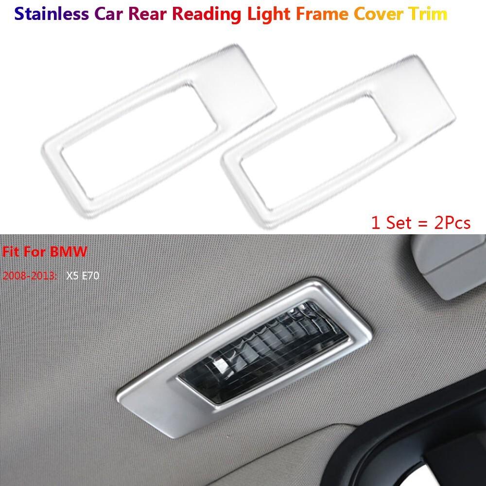 Stainless Car Interior Rear Roof Reading Light Panel Cover Trims For BMW X5 E70