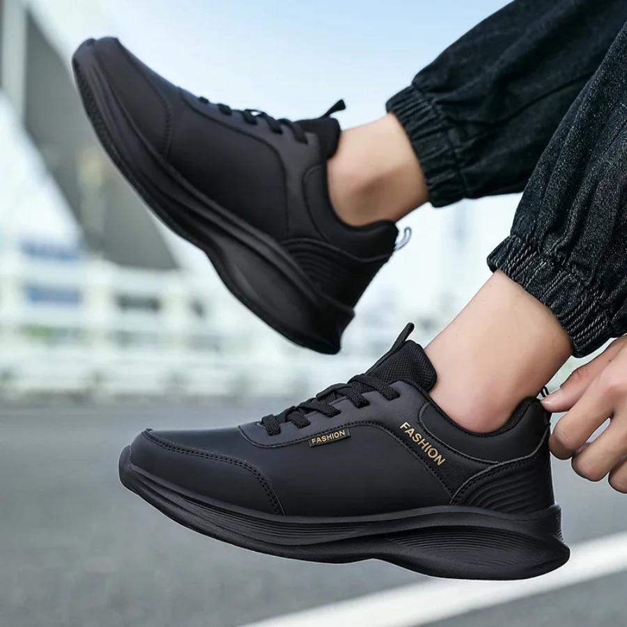 Men's Sneakers Lace-Up Platform Casual Sneakers Man Comfort Lightweight Running Shoes For Men Vintage Style Leather Casual Shoes