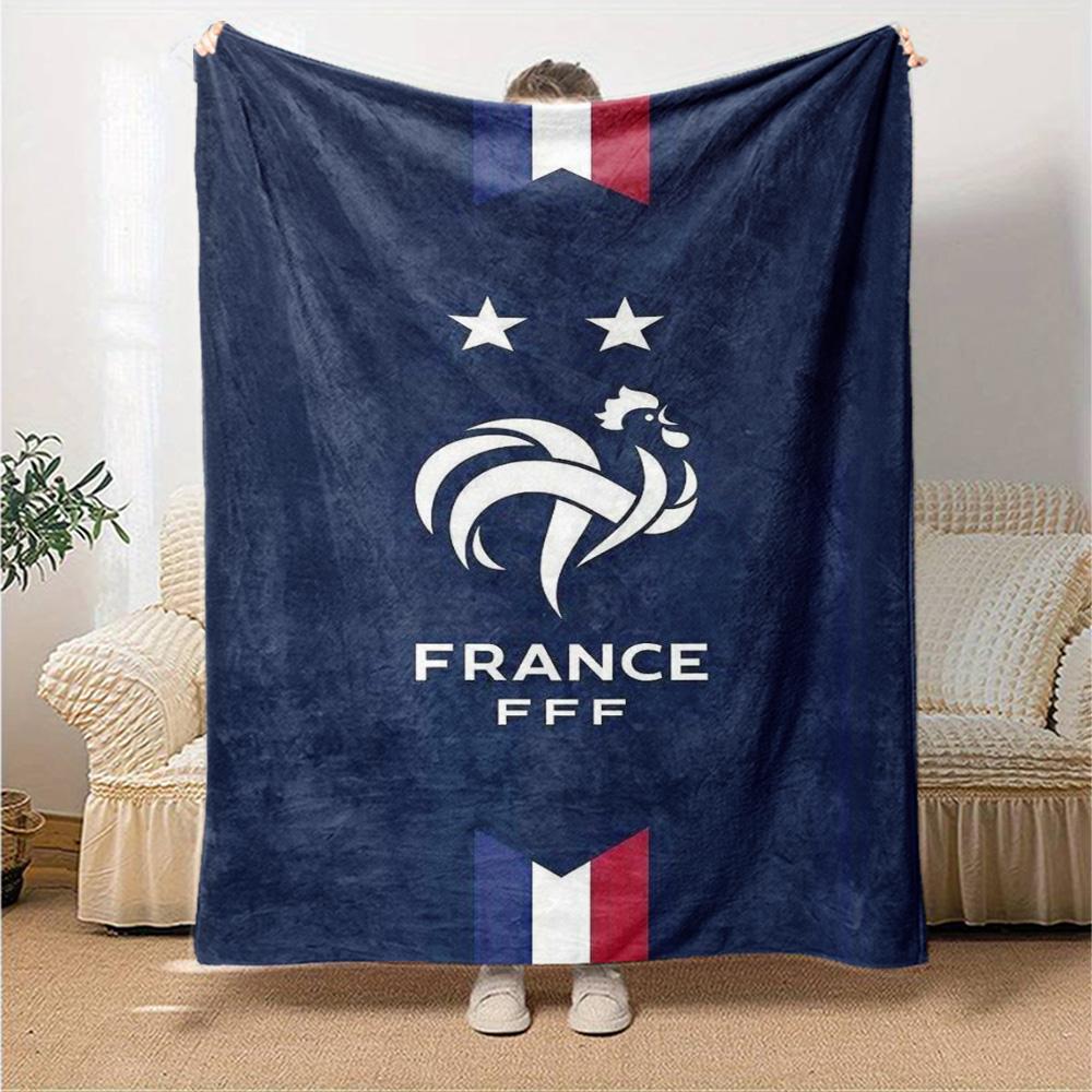 France FFF Print Flannel Blanket High Quality Warm Comfortable Cover for All Seasons Perfect for Gifts Home Decor