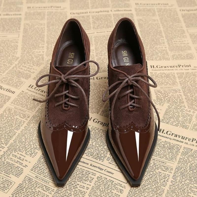High Heels Shoes for Women Luxury Pointed Toe Dress Chunky Shoes Lace Up Fashion Sexy Pumps 2025 Autumn Elegant Chaussure Femme