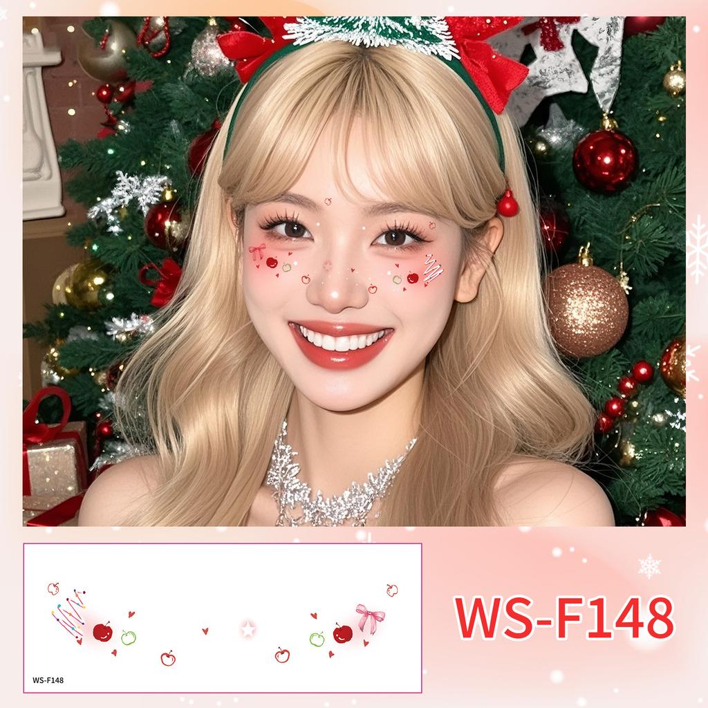 Cross Border New Manufacturer Direct Sales Christmas Makeup Face Stickers Party Dance Waterproof Sweat Creative Tattoo