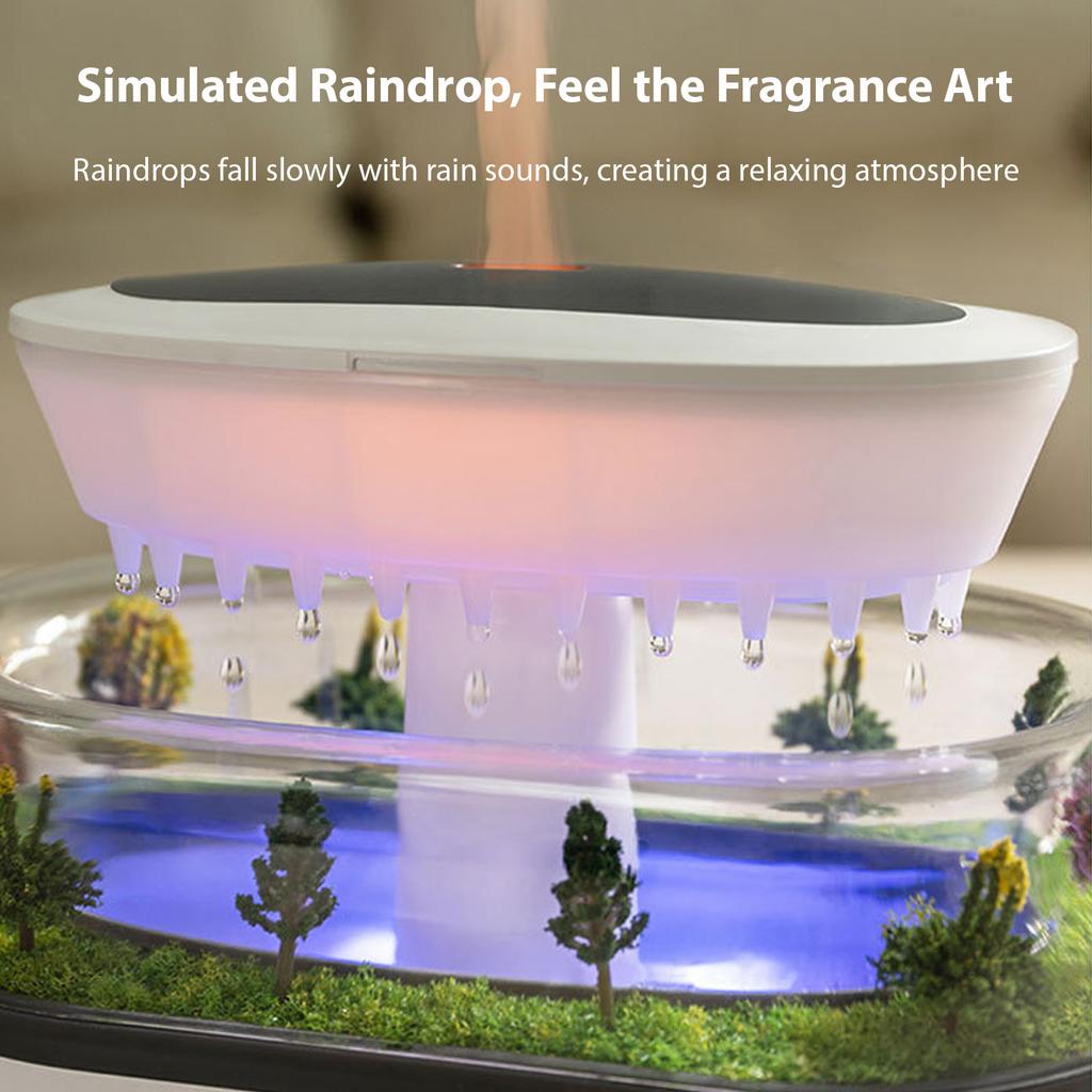 Bedroom Rain Humidifier Includes a Cool Mist Essential Oil Diffuser, a White Noise Generator with 5 Natural Sounds, 7