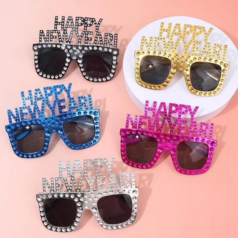 Funky Glasses For Christmas 2026 And New Year's Gifts HAPPY NEW YEAR Decorative Glasses Party Props New Year Party Supplies