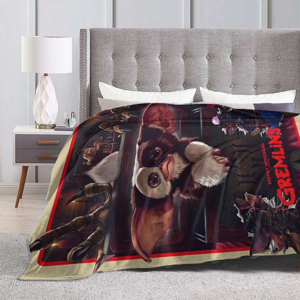 Gizmo Mogwai Monster Gremlins Flanelldecke Weiche Kuscheldecke für Wohnzimmer Flugzeugreise Lustige Bettdecke Sofabettbezug