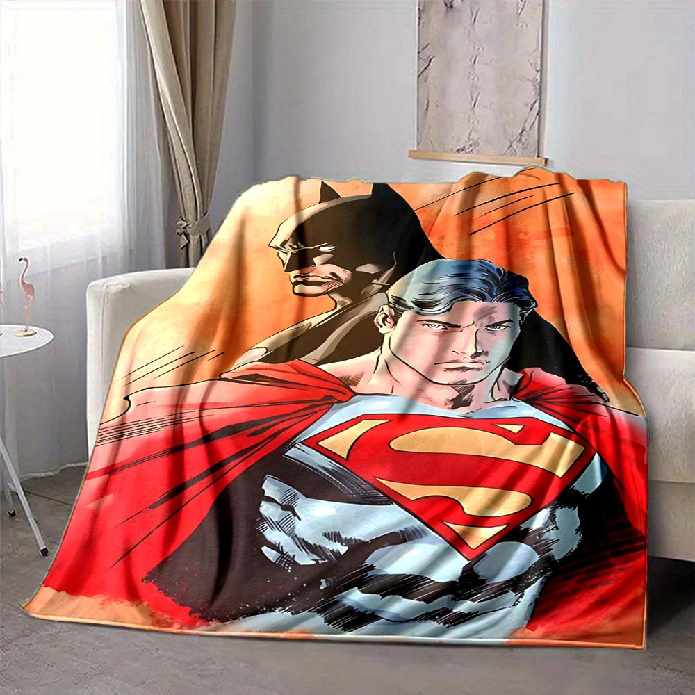 1pc Batman, Superman Blanket Lightweight Flannel Throw For Sofa, Bed, Travel, Camping, Livingroom, Office, Couch, Chair, And Bed