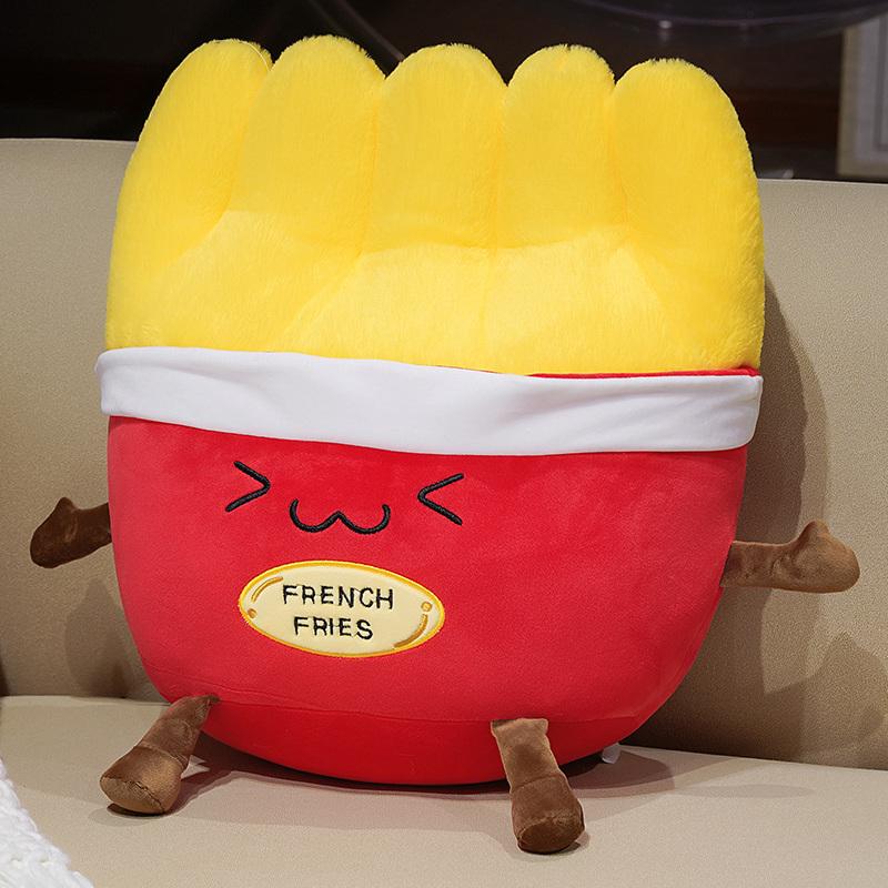 40~50cm Squishy Food Plush Pillow Down Cotton Hot Dog Corn Ice Cream Fried Chips Hamburger Tea Back Support Plushie Decor Gift