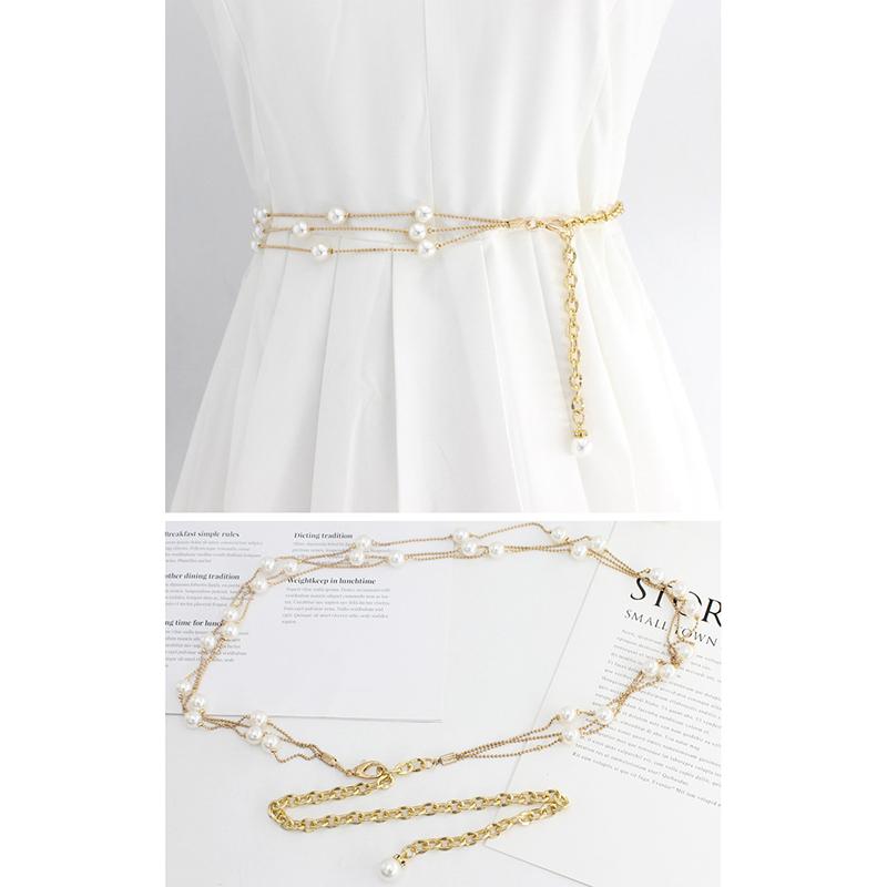 Gespleißter Perlen Damen Gürtel Elegant Vielseitig Elastische Taille Design Mode Perlenbesatz Vielseitig Frühling Sommer