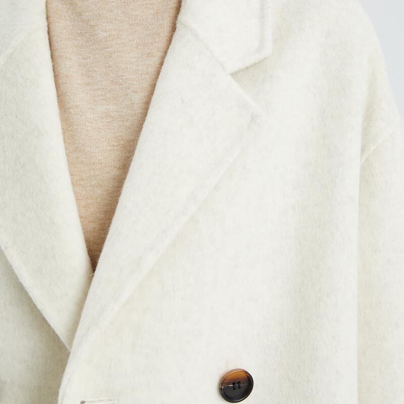 Shetu Women's Korean Style Mid-Length Double-Faced Wool Blend Coat