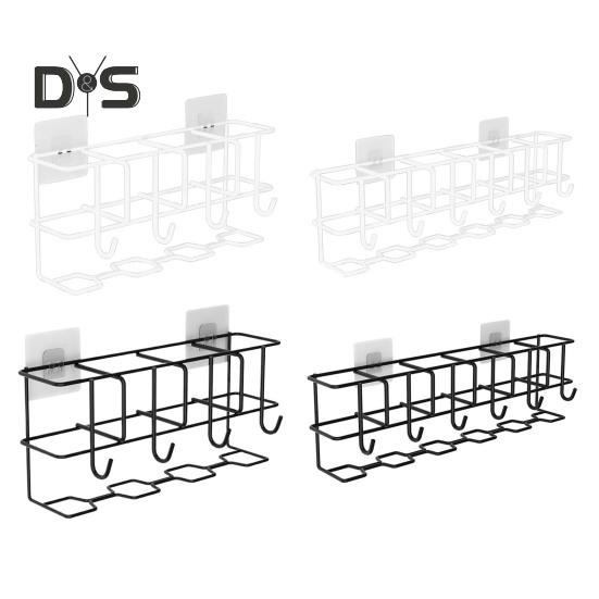 Hohles Regenschirm-Aufbewahrungsregal, Wandgarderobe mit 6 Kleiderbügeln, tragender Hut- und Kleidungs-Organizer für Badezimmer und Wohnzimmer