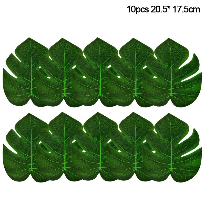 10pcs Artificial Hawaii Tropical Palm Leaves Hawaiian Luau Beach Theme Party Supplies Wedding Table Decoration Turtle Back Leaf