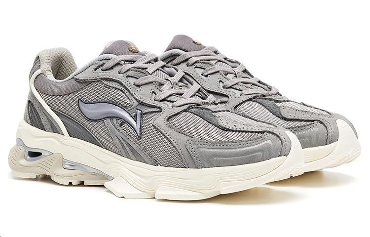 LI NING 1990 Suede Cushioning Slip Resistant Abrasion Resistant Low top Running Shoes Men's Haze Gray ALFR119-2