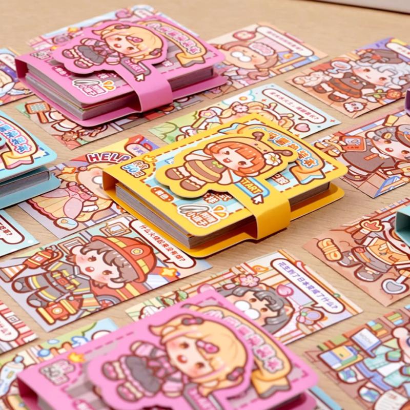 1 Mini Dress-Up Sticker Book Cute No-Cut Stickers For Journals, Creative Scene Dress-Up Sticker Book