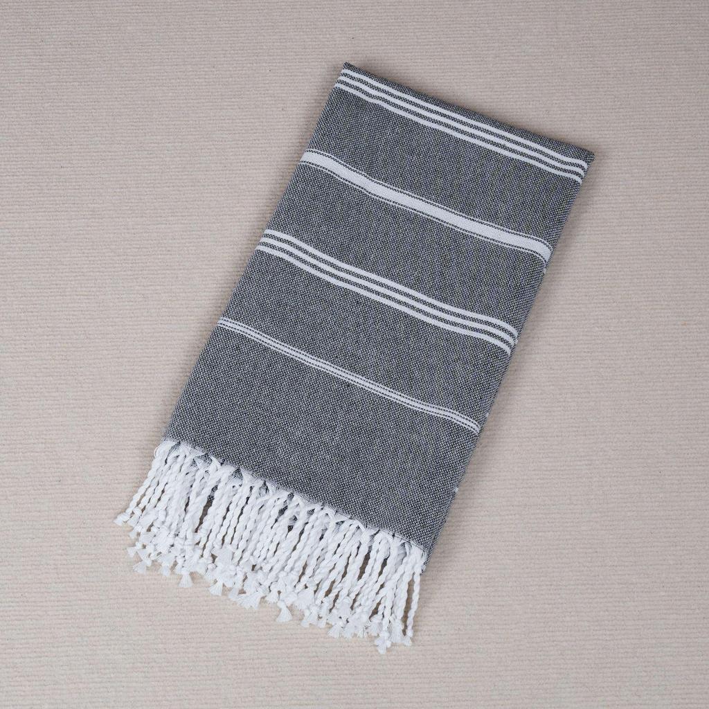 Yarn-Dyed Striped Quick-Dry Beach Towel - Multi-Color, Absorbent Cotton/Polyester Blend for Swimming & Bath