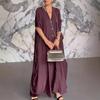 Women's V-neck Satin Loose Casual Dress