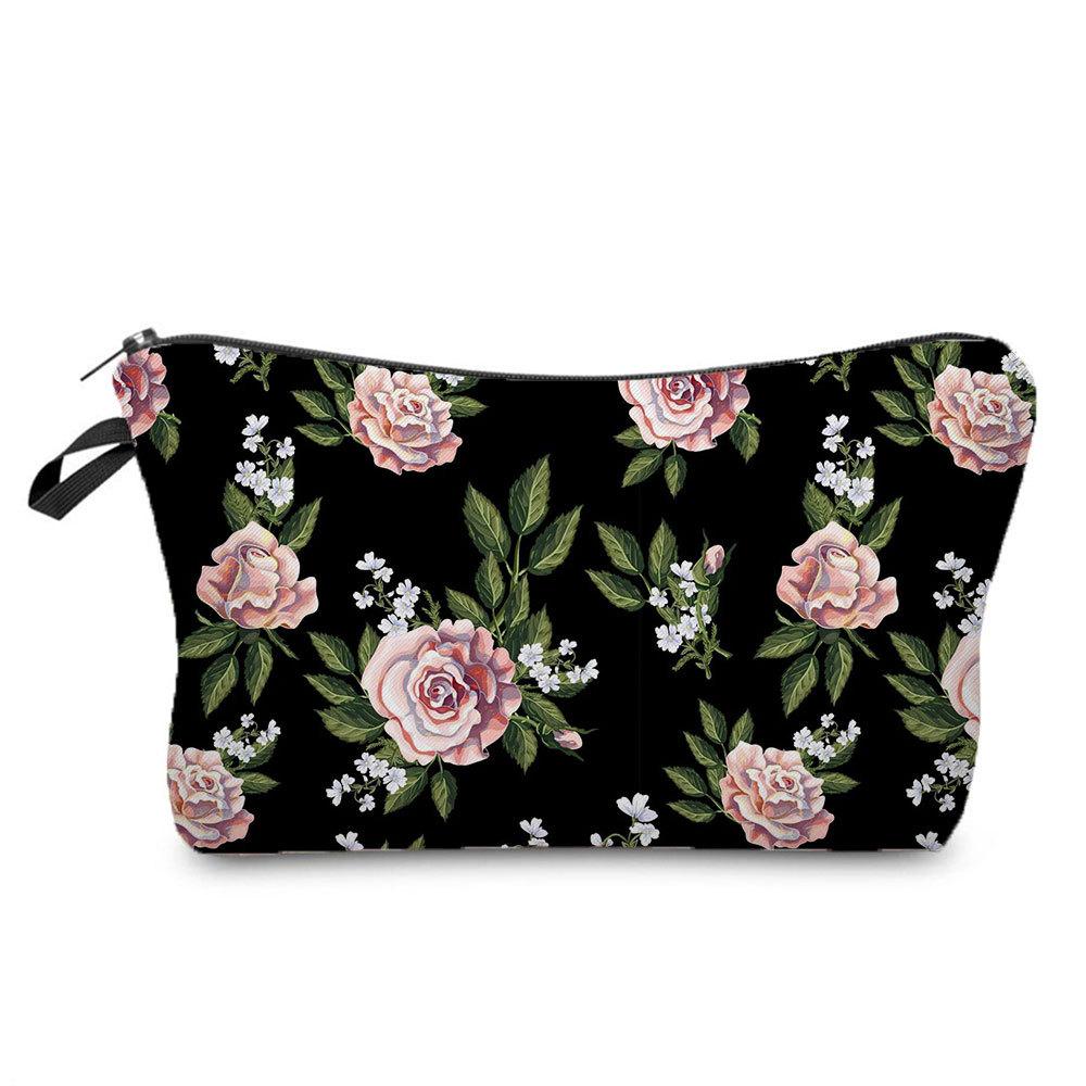Women Flower Print Cosmetic Bag Toiletries Organize Travel Storage Case 6388