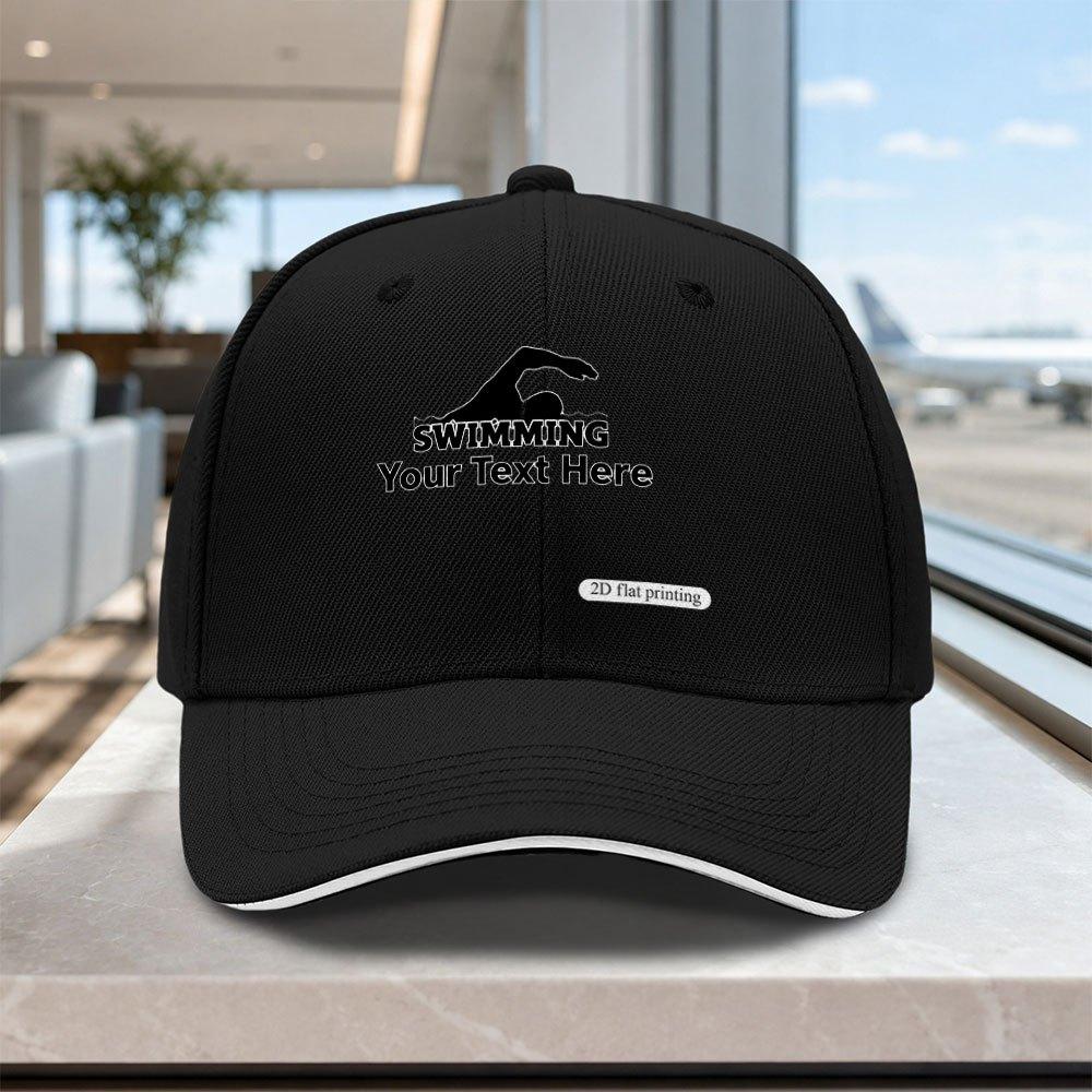 Adjustable Swimming Print Sandwich Cap Lightweight Unisex Hat For Outdoor Weddings Parties