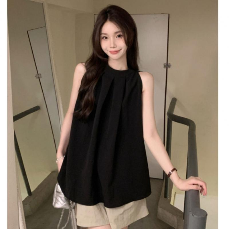 Shop   Women A Line Body Cover hAlter Neck Sleeveless Shirring Blouse Won Wbl Wf