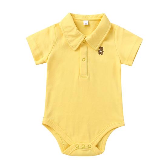 Romper z kołnierzykiem Oddychający bawełniany kombinezon dla noworodka z krótkim rękawem dla chłopca i dziecka