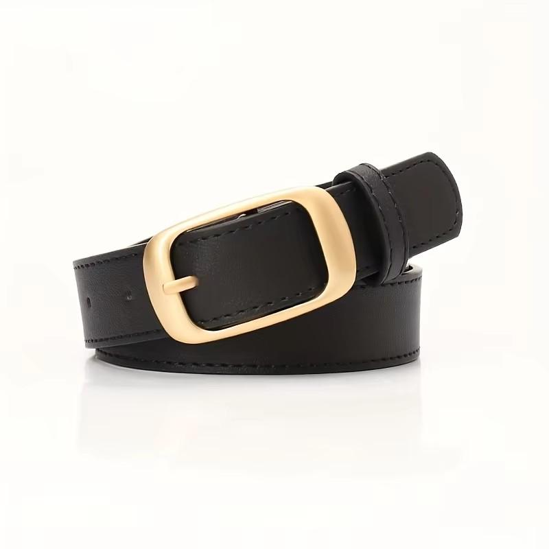 1pcs Women's Belt Fashion Classic Buckle PU Leather Belt Versatile Casual Golden Needle Buckle - Pair with Jeans, Pants, Dress