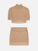 Teuluel [Set] Mesh High-Neck Cape Top + Mesh Foldover Mini Skirt (Nude)
