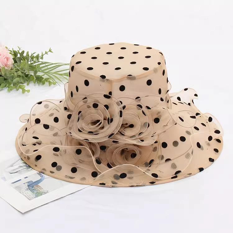 2025Newest Hot Fashion 1Pcs Mesh Ruffles Flower Women Kentucky Derby Wide Brim Wedding Church Occasional Organza Sun Hat