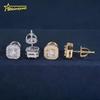 Hot Sale Style Iced Out Top Quality Screw Back Hip Hop 925 Sterling Silver Lab Grown Diamond Earrings