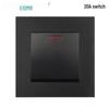 Black 16A German Standard Socket Panel with Double USB + Type C, Concealed European Installation