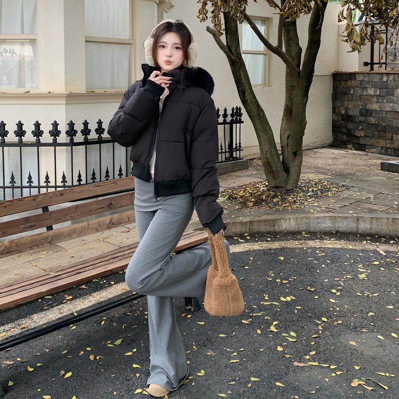 Iarnă Guler de Blană Casual Îngroșare Jachetă Căptușită cu Bumbac Palton Design Scurt Palton Nou cu Glugă pentru Femei.