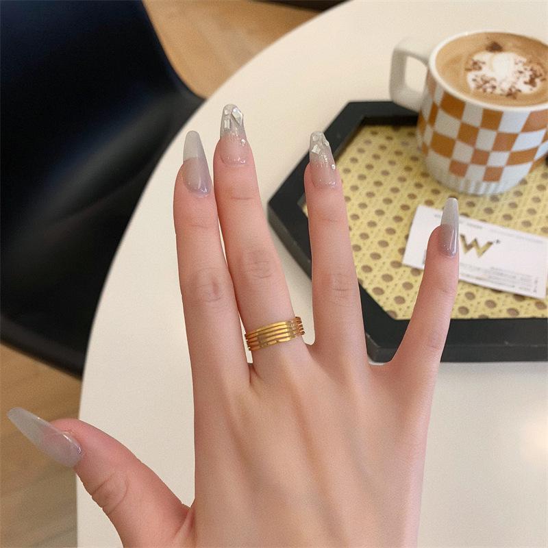 Модное женское ажурное многорядное кольцо на указательный палец Size 7 золотой
