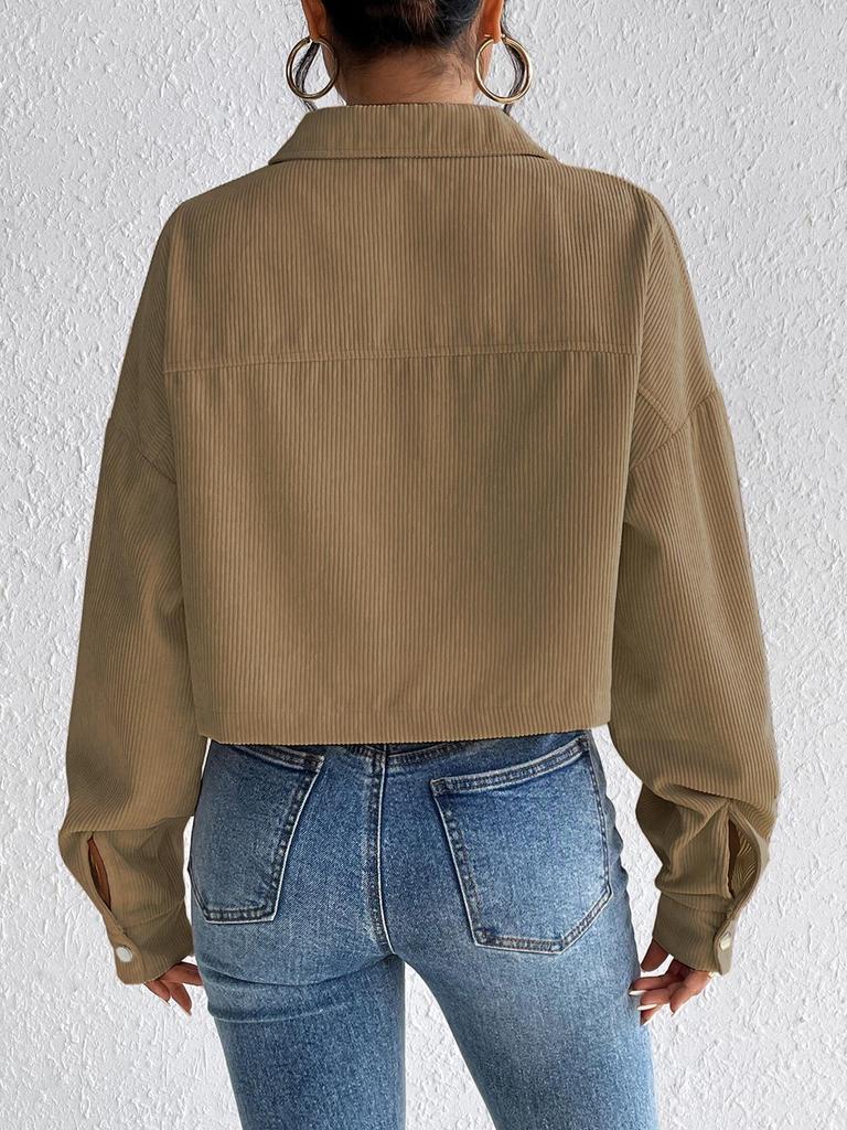 2024 Europe Autumn/Winter Women's Casual Short Lapel Corduroy Jacket