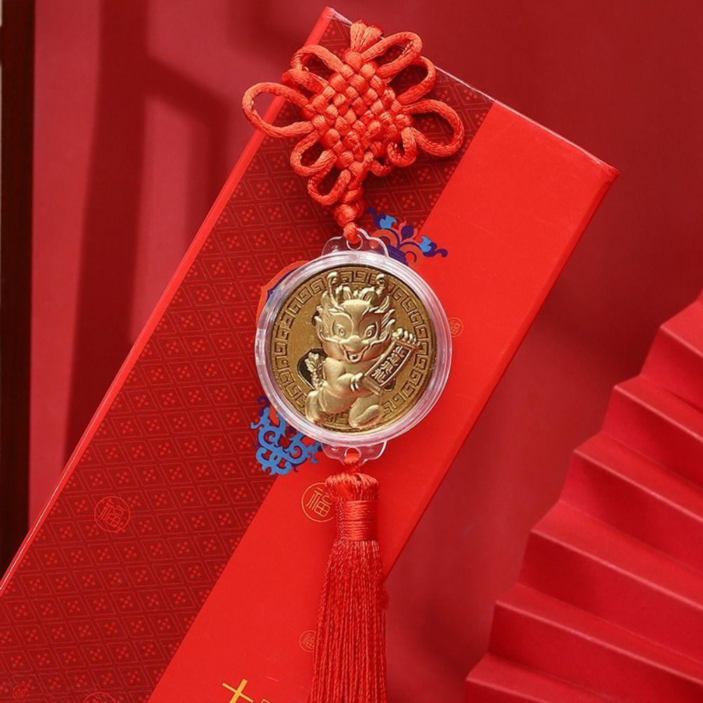 Chinese Knot Zodiac Dragon Pendant Commemorative Coin Chinese Dragon Decoration  New Year
