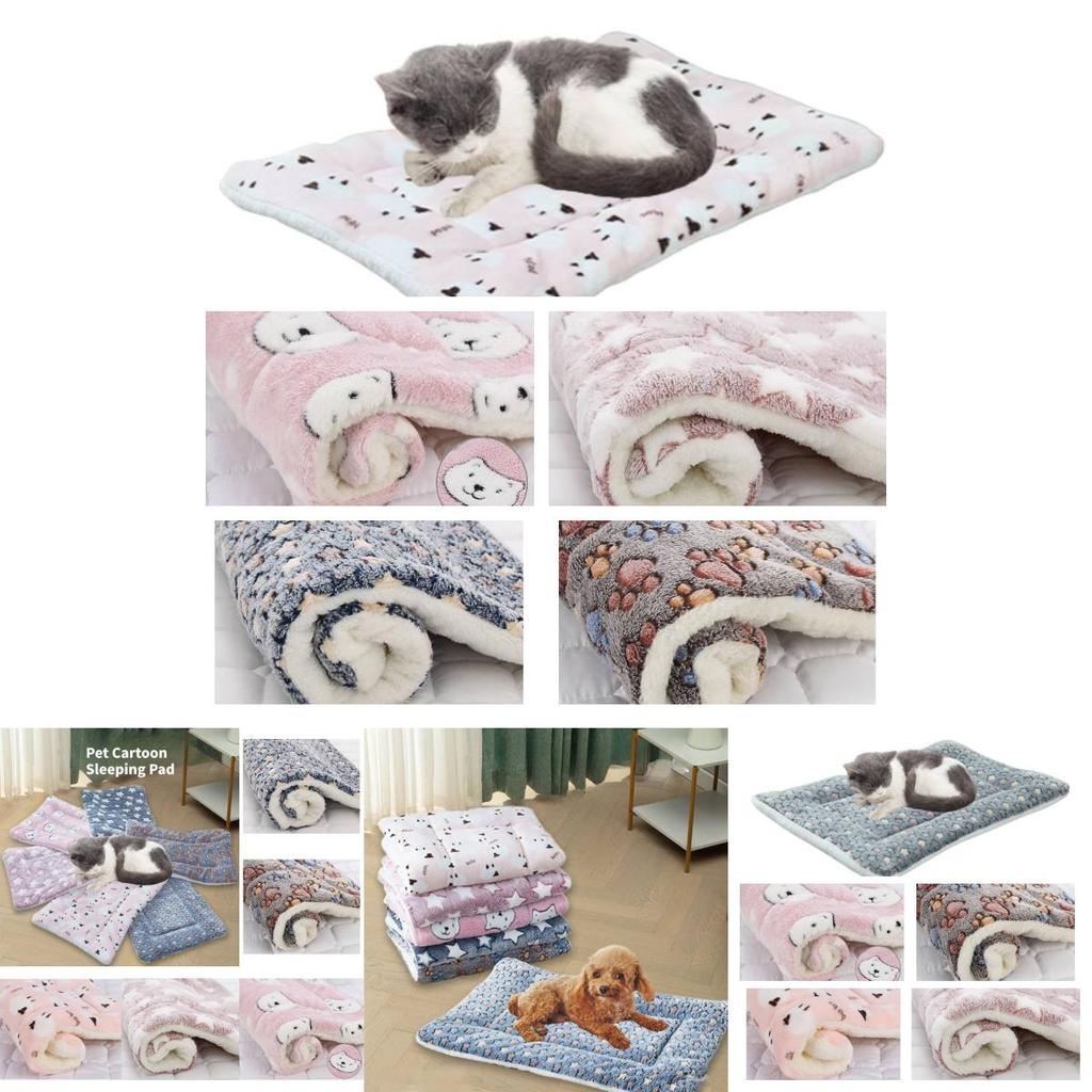 Wholesale Pet Mat For Dogs Thickened And Warm Flannel Lamb Fleece Material Hand Washable/machine Washable Coffee Paw Print Characters)